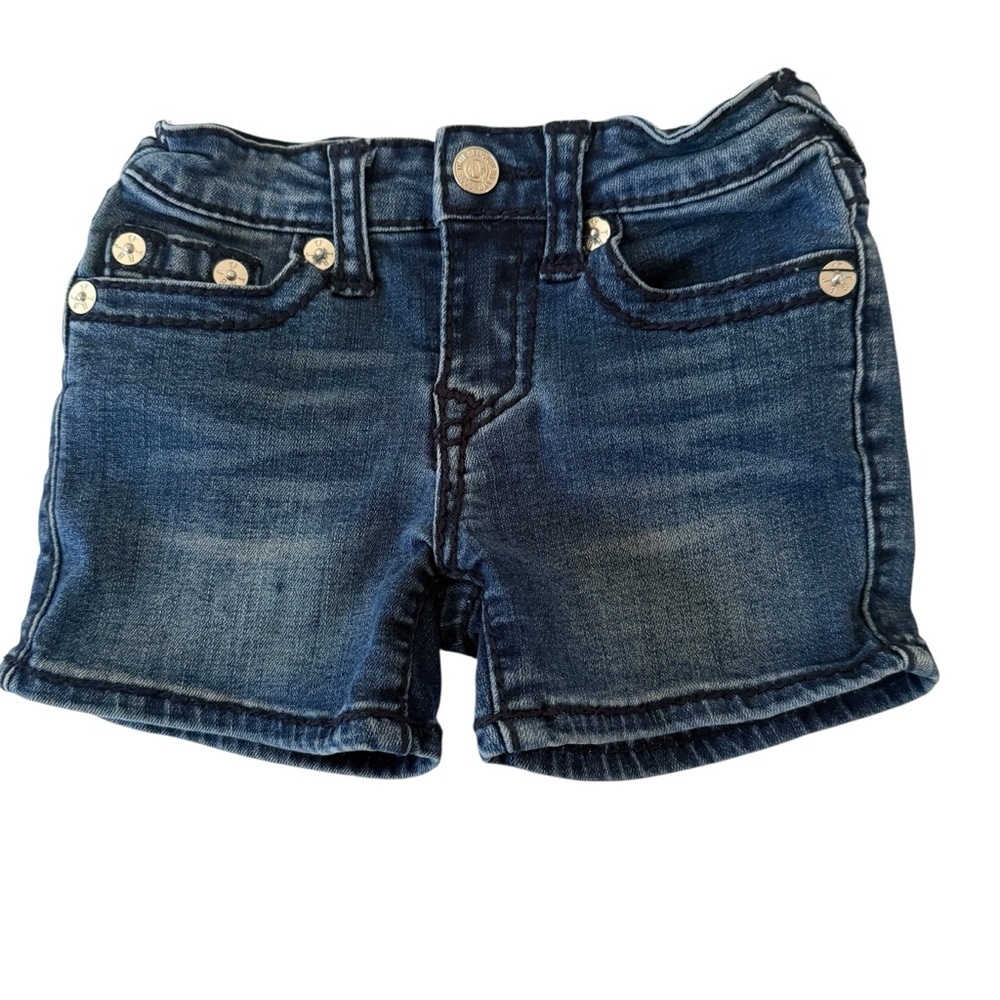 True Religion Helle Jeans Denim Shorts Toddler Girls Size 4 Adjustable Waist